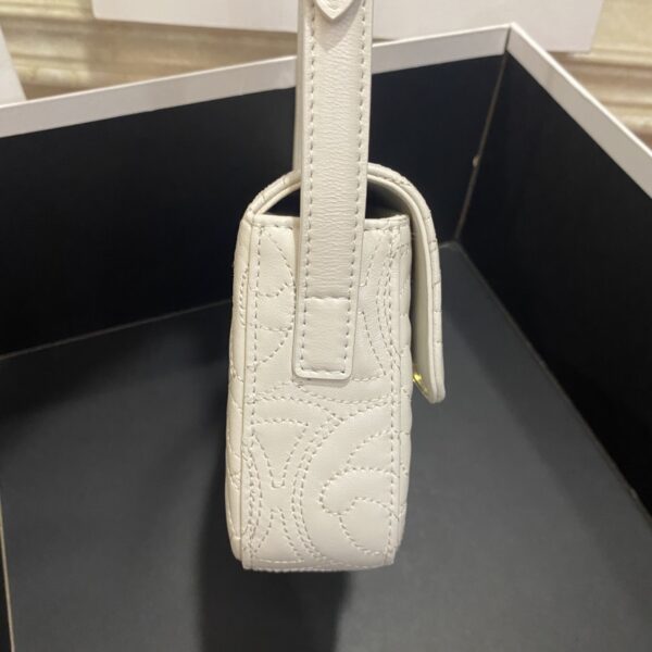 1:1 Replica Celine Triomphe Shoulder Bag In Quilted Triomphe Lambskin White For Women 8in/20cm 194143EF4.01BC