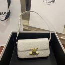 1:1 Replica Celine Triomphe Shoulder Bag In Quilted Triomphe Lambskin White For Women 8in/20cm 194143EF4.01BC