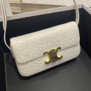 1:1 Replica Celine Triomphe Shoulder Bag In Quilted Triomphe Lambskin White For Women 8in/20cm 194143EF4.01BC