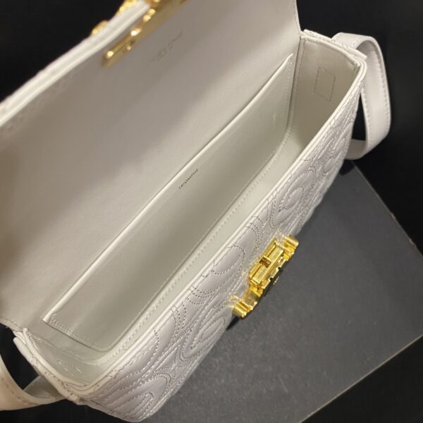 1:1 Replica Celine Triomphe Shoulder Bag In Quilted Triomphe Lambskin White For Women 8in/20cm 194143EF4.01BC