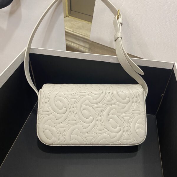 1:1 Replica Celine Triomphe Shoulder Bag In Quilted Triomphe Lambskin White For Women 8in/20cm 194143EF4.01BC