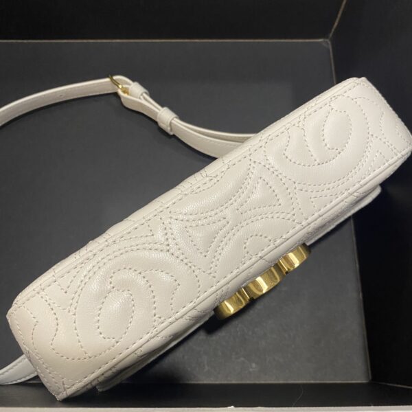 1:1 Replica Celine Triomphe Shoulder Bag In Quilted Triomphe Lambskin White For Women 8in/20cm 194143EF4.01BC