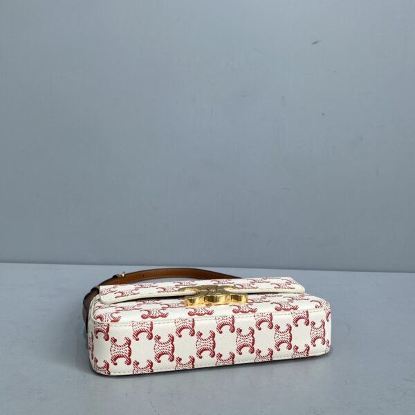 1:1 Replica Celine Triomphe Shoulder Bag In Triomphe Canvas  Red For Women 8in/20cm 194142CUZ.27ED