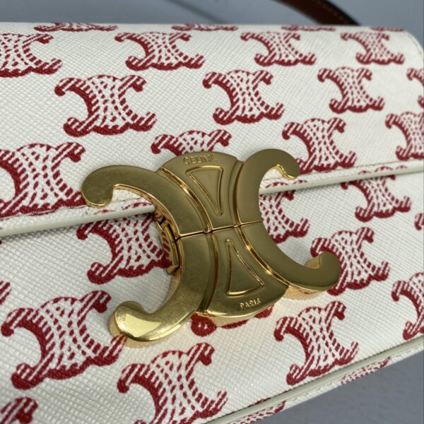 1:1 Replica Celine Triomphe Shoulder Bag In Triomphe Canvas  Red For Women 8in/20cm 194142CUZ.27ED