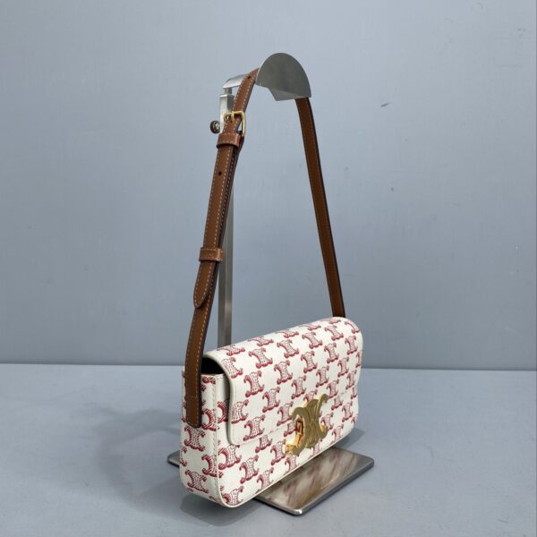 1:1 Replica Celine Triomphe Shoulder Bag In Triomphe Canvas  Red For Women 8in/20cm 194142CUZ.27ED