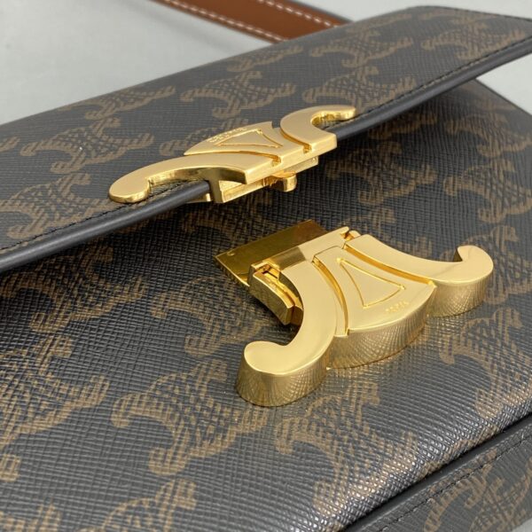 1:1 Replica Celine Triomphe Shoulder Bag In Triomphe Canvas Tan For Women 8in/20cm 194142CUZ.04LU