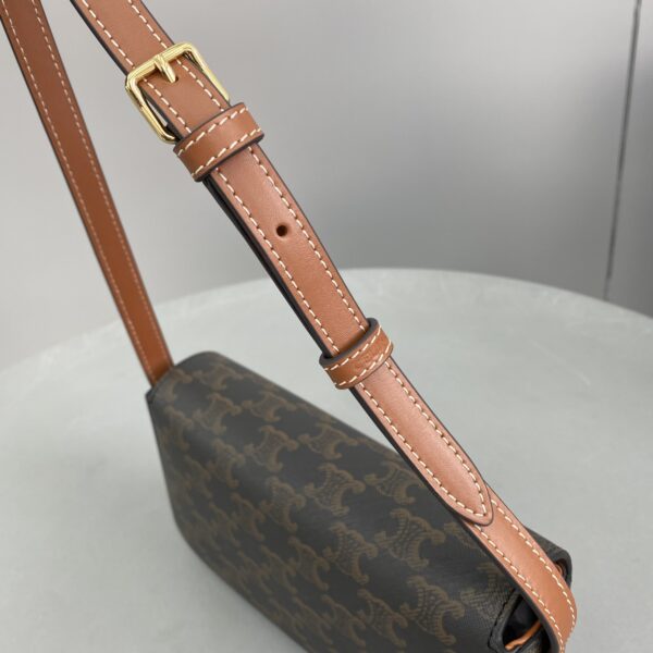 1:1 Replica Celine Triomphe Shoulder Bag In Triomphe Canvas Tan For Women 8in/20cm 194142CUZ.04LU