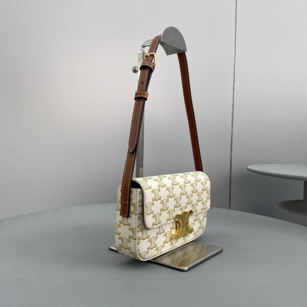 1:1 Replica Celine Triomphe Shoulder Bag In Triomphe Canvas White For Women 8in/20cm 194142CUZ.01BC