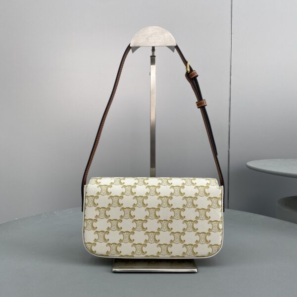 1:1 Replica Celine Triomphe Shoulder Bag In Triomphe Canvas White For Women 8in/20cm 194142CUZ.01BC