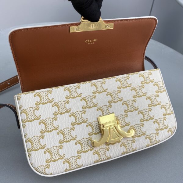1:1 Replica Celine Triomphe Shoulder Bag In Triomphe Canvas White For Women 8in/20cm 194142CUZ.01BC