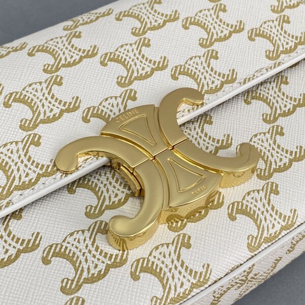 1:1 Replica Celine Triomphe Shoulder Bag In Triomphe Canvas White For Women 8in/20cm 194142CUZ.01BC