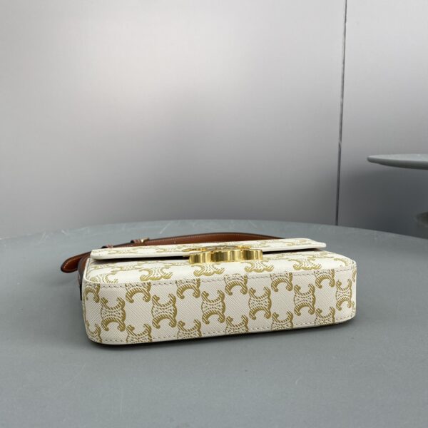 1:1 Replica Celine Triomphe Shoulder Bag In Triomphe Canvas White For Women 8in/20cm 194142CUZ.01BC