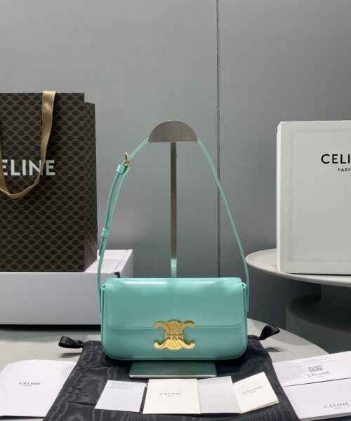 1:1 Replica Celine Triomphe Shoulder Bag Mint Green For Women 8in/20cm