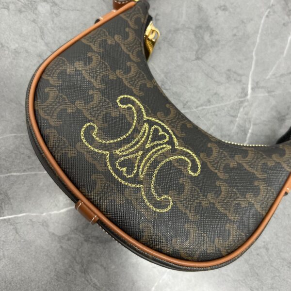 1:1 Replica Celine Triope Heart Embroidered Mini Abba - Triope Canvas Brown For Women 6.4in/16cm 10I602EB1.04LU