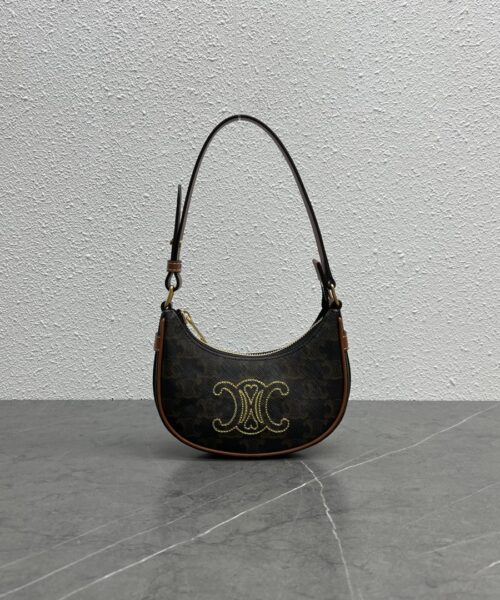 1:1 Replica Celine Triope Heart Embroidered Mini Abba - Triope Canvas Brown For Women 6.4in/16cm 10I602EB1.04LU