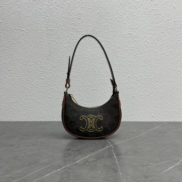 1:1 Replica Celine Triope Heart Embroidered Mini Abba - Triope Canvas Brown For Women 6.4in/16cm 10I602EB1.04LU