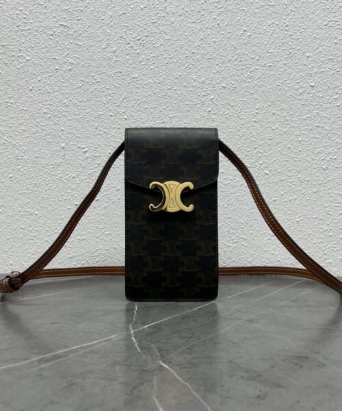 1:1 Replica Celine Vertical Mobile Pouch Triomphe Tan For Women 6in/19cm 10j092dqb.04LU