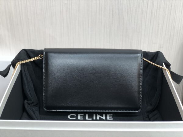 1:1 Replica Celine Wallet On Chain Triomphe Black For Women 7in/19cm  10J733DPV.38NO