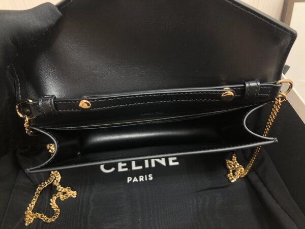 1:1 Replica Celine Wallet On Chain Triomphe Black For Women 7in/19cm  10J733DPV.38NO