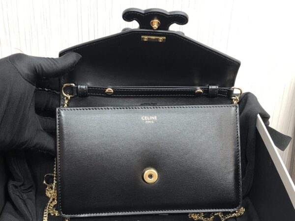 1:1 Replica Celine Wallet On Chain Triomphe Black For Women 7in/19cm  10J733DPV.38NO