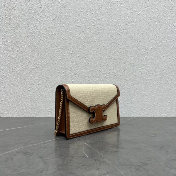 1:1 Replica Celine Wallet On Chain Triomphe In Textile Natural / Tan For Women 7in/19cm 10J972DB2.02NT