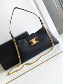 1:1 Replica Celine Wiltern Clutch Triomphe Soft Black/Brown For Women 31.5cm / 12in 113673FFJ.19BR
