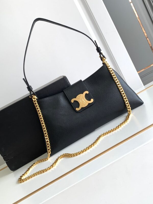 1:1 Replica Celine Wiltern Clutch Triomphe Soft Black/Brown For Women 31.5cm / 12in 113673FFJ.19BR