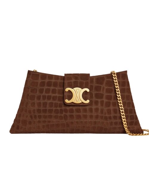 1:1 Replica Celine Wiltern Clutch Triomphe Soft Black/Brown For Women 31.5cm / 12in 113673FFJ.19BR