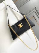 1:1 Replica Celine Wiltern Clutch Triomphe Soft Black/Brown For Women 31.5cm / 12in 113673FFJ.19BR