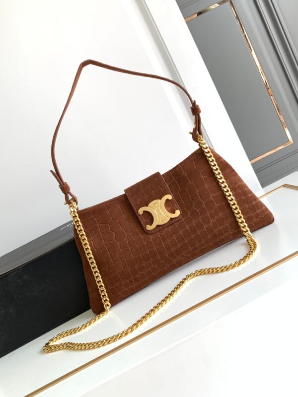 1:1 Replica Celine Wiltern Clutch Triomphe Soft Black/Brown For Women 31.5cm / 12in 113673FFJ.19BR