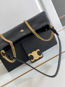 1:1 Replica Celine Wiltern Clutch Triomphe Soft Black/Brown For Women 31.5cm / 12in 113673FFJ.19BR