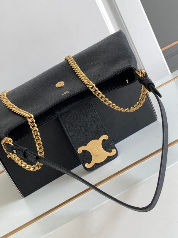 1:1 Replica Celine Wiltern Clutch Triomphe Soft Black/Brown For Women 31.5cm / 12in 113673FFJ.19BR