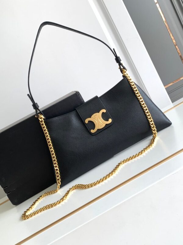 1:1 Replica Celine Wiltern Clutch Triomphe Soft Black/Brown For Women 31.5cm / 12in 113673FFJ.19BR