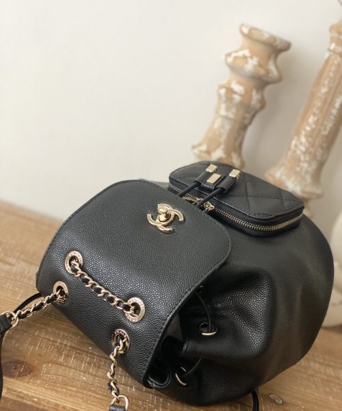 [REP 1:1] Chain Backpack Black/White/Grey For Women 7.9in / 20cm AS3530