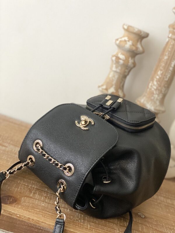 [REP 1:1] Chain Backpack Black/White/Grey For Women 7.9in / 20cm AS3530