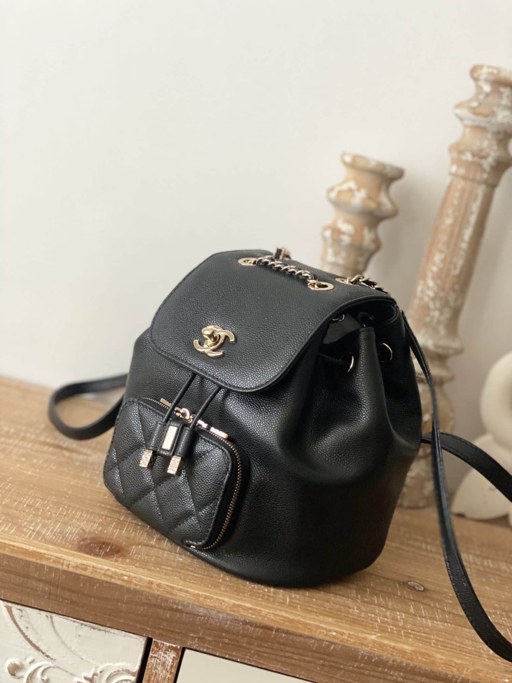 [REP 1:1] Chain Backpack Black/White/Grey For Women 7.9in / 20cm AS3530 - Image 9