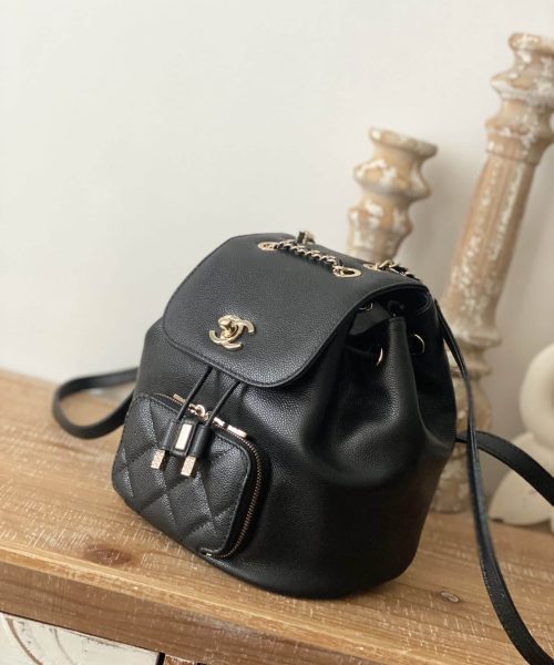 [REP 1:1] Chain Backpack Black/White/Grey For Women 7.9in / 20cm AS3530