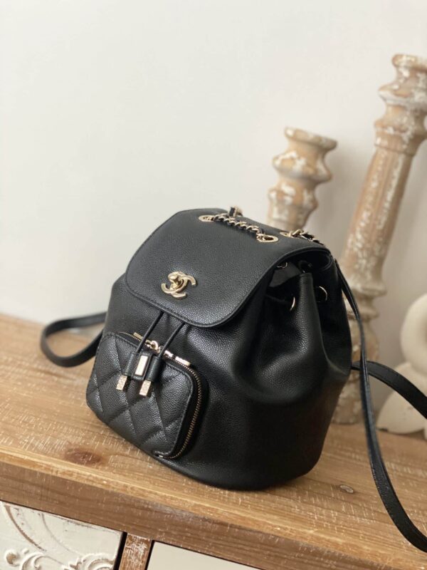 [REP 1:1] Chain Backpack Black/White/Grey For Women 7.9in / 20cm AS3530
