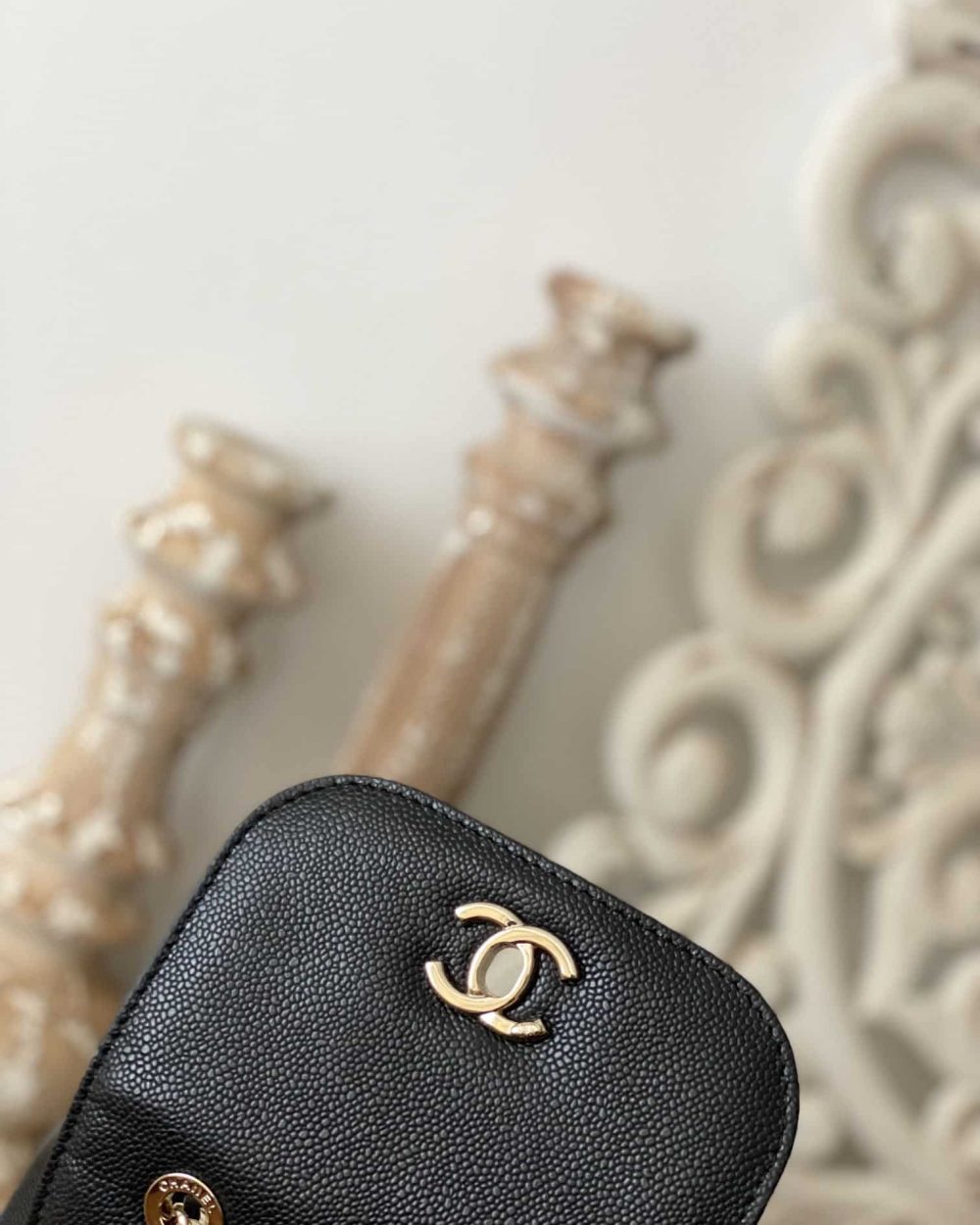 [REP 1:1] Chain Backpack Black/White/Grey For Women 7.9in / 20cm AS3530