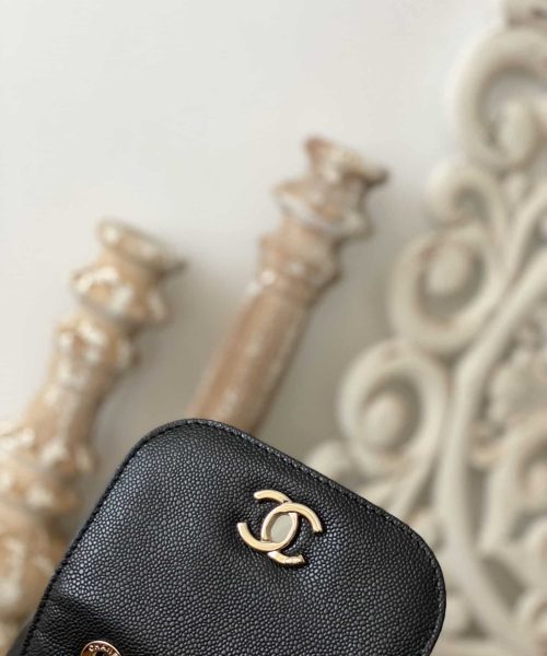 [REP 1:1] Chain Backpack Black/White/Grey For Women 7.9in / 20cm AS3530