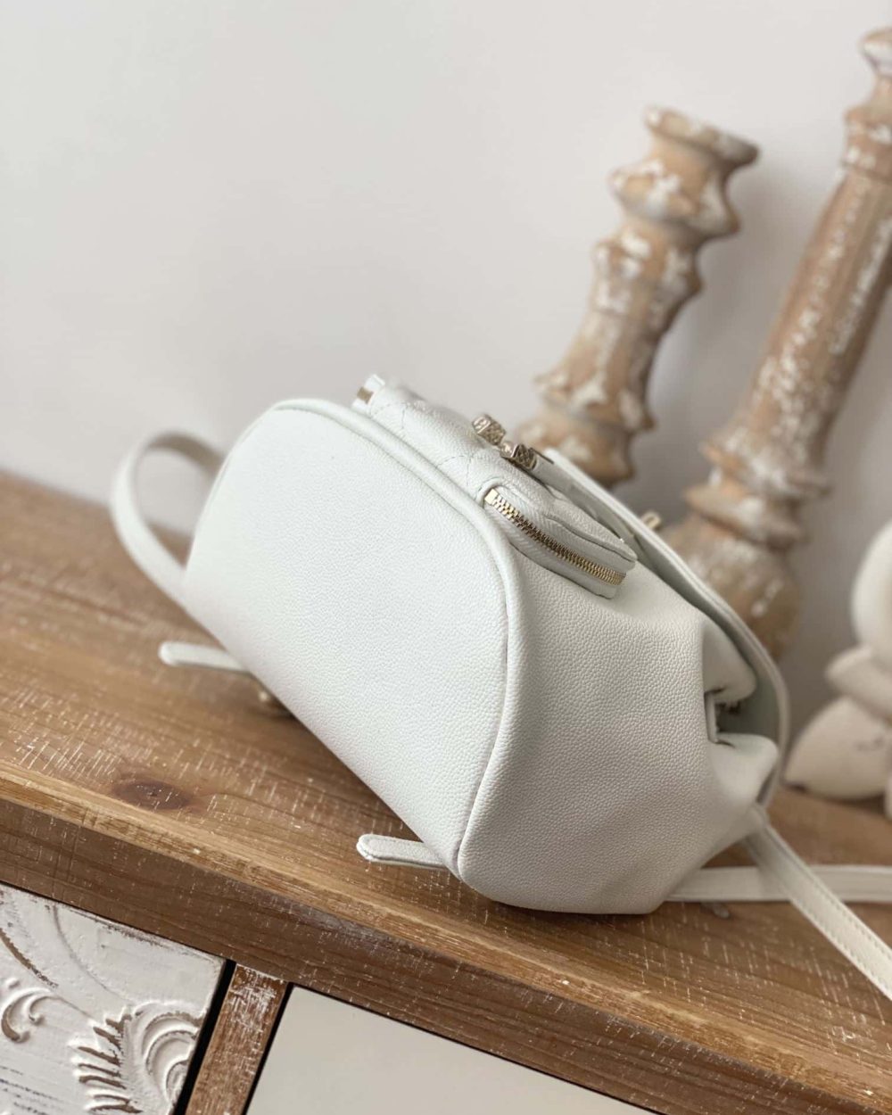 [REP 1:1] Chain Backpack Black/White/Grey For Women 7.9in / 20cm AS3530