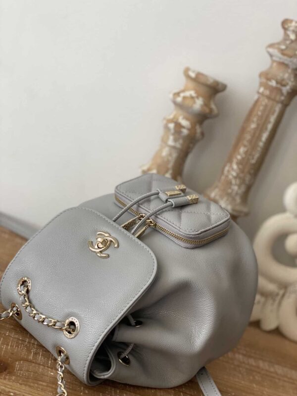 [REP 1:1] Chain Backpack Black/White/Grey For Women 7.9in / 20cm AS3530