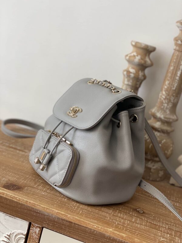 [REP 1:1] Chain Backpack Black/White/Grey For Women 7.9in / 20cm AS3530