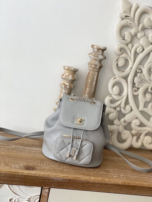 [REP 1:1] Chain Backpack Black/White/Grey For Women 7.9in / 20cm AS3530