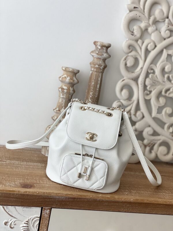 [REP 1:1] Chain Backpack Black/White/Grey For Women 7.9in / 20cm AS3530