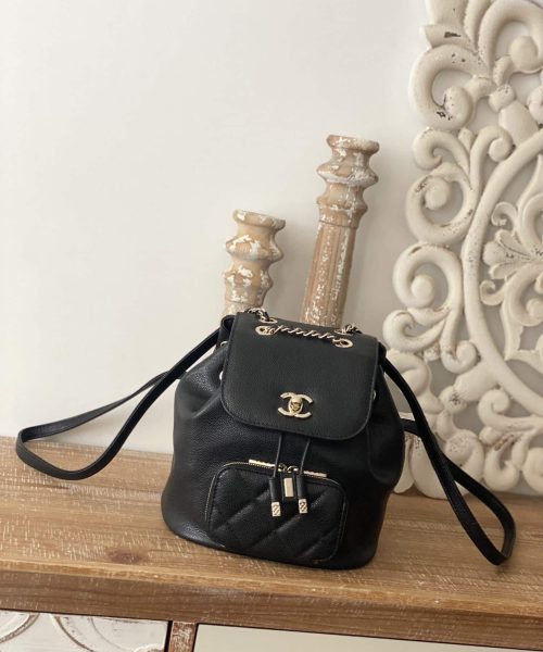 [REP 1:1] Chain Backpack Black/White/Grey For Women 7.9in / 20cm AS3530