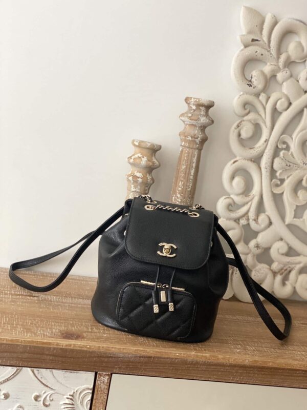 [REP 1:1] Chain Backpack Black/White/Grey For Women 7.9in / 20cm AS3530