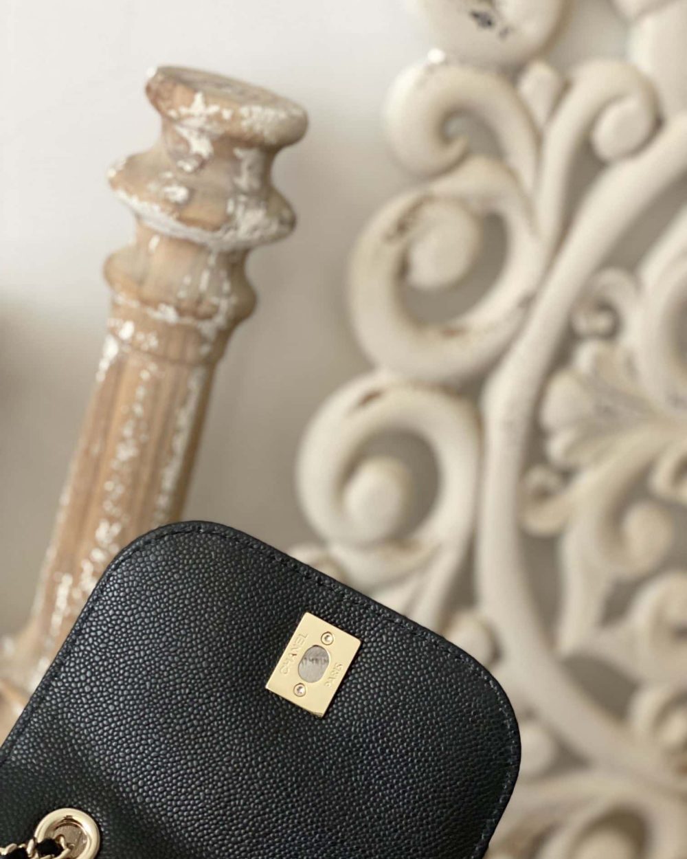 [REP 1:1] Chain Backpack Black/White/Grey For Women 7.9in / 20cm AS3530