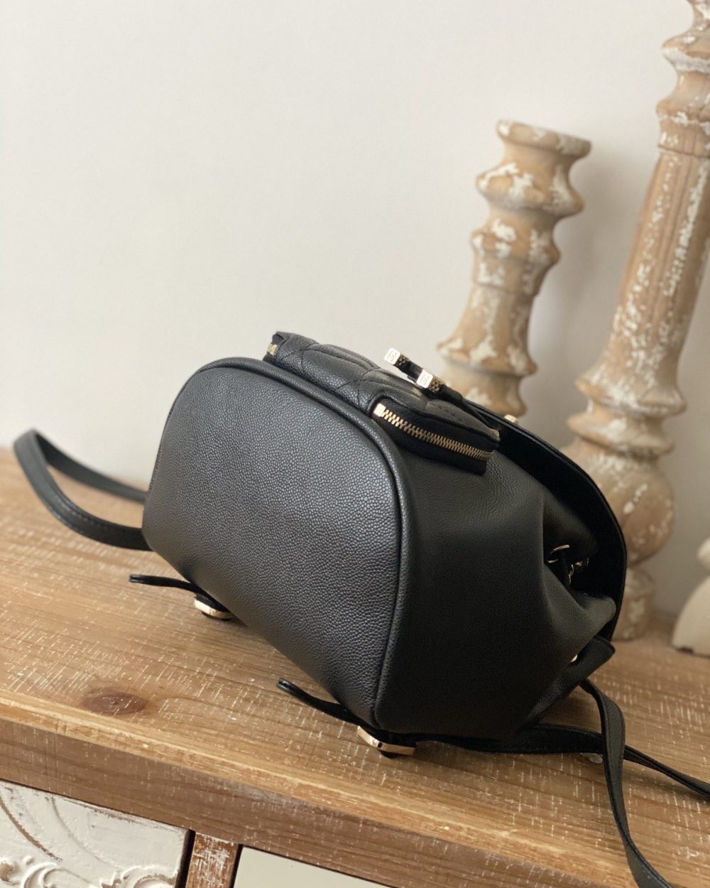 [REP 1:1] Chain Backpack Black/White/Grey For Women 7.9in / 20cm AS3530