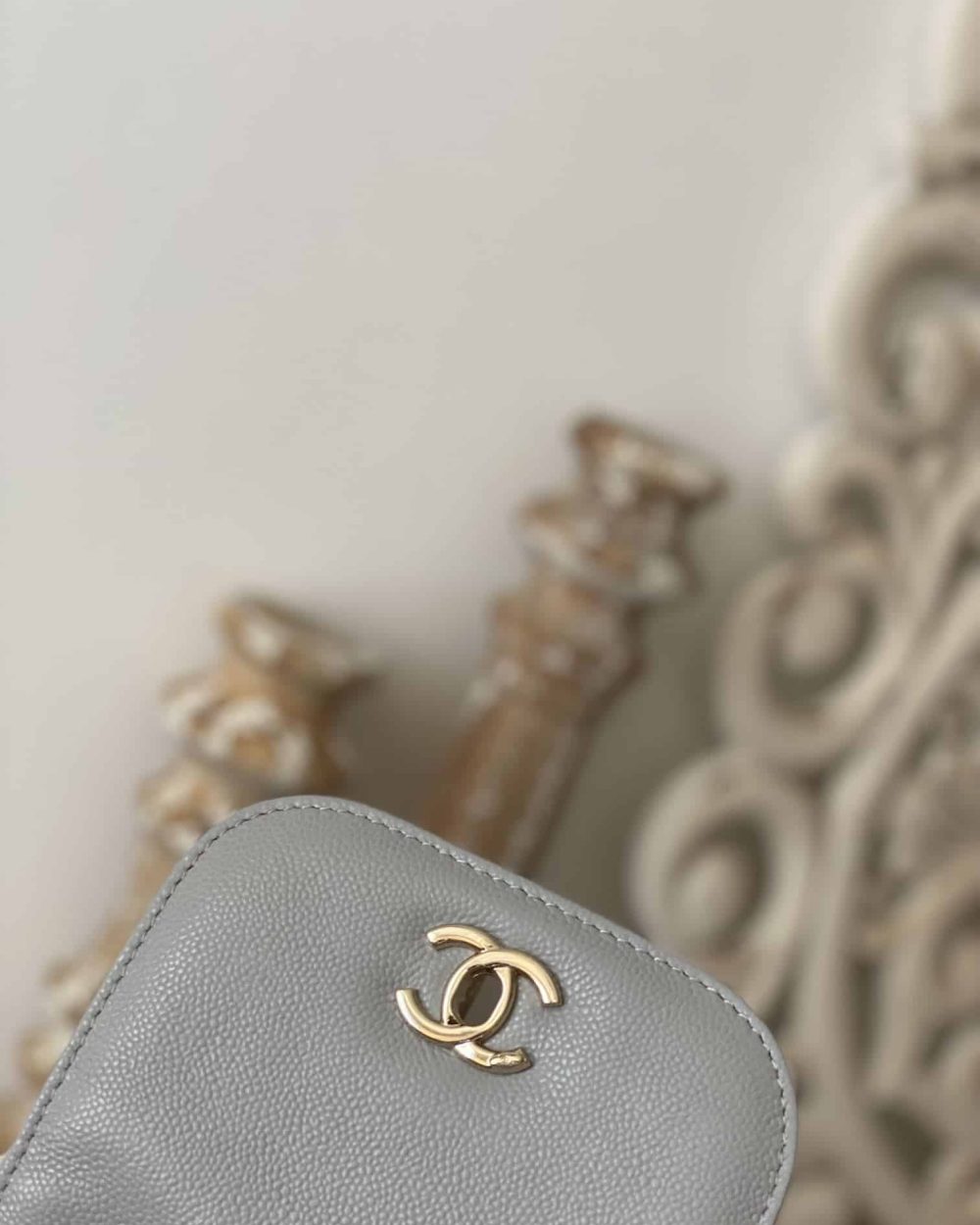 [REP 1:1] Chain Backpack Black/White/Grey For Women 7.9in / 20cm AS3530